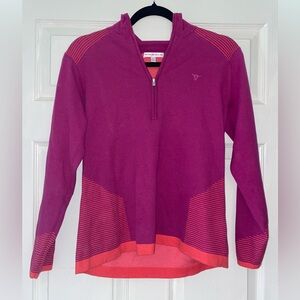 PETER MILLER Women’s Quarter Zip Pullover Size M Pink & Coral Performance Top